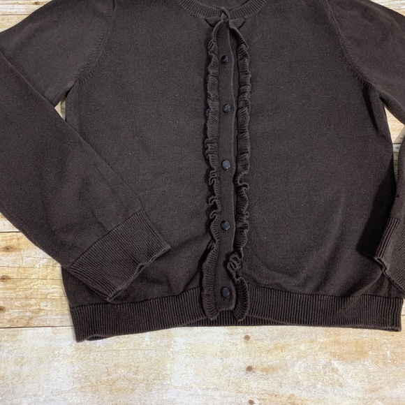 Girls brown cardigan by Land’s End. Medium 10 - 12 - Picture 4 of 6